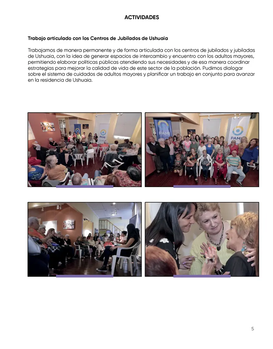 Trabajo articulado con centros de jubilados de Ushuaia