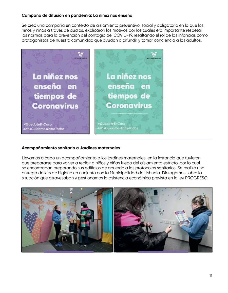 Campaña La niñez nos enseña en tiempos de Coronavirus y acompañamiento a jardines maternales